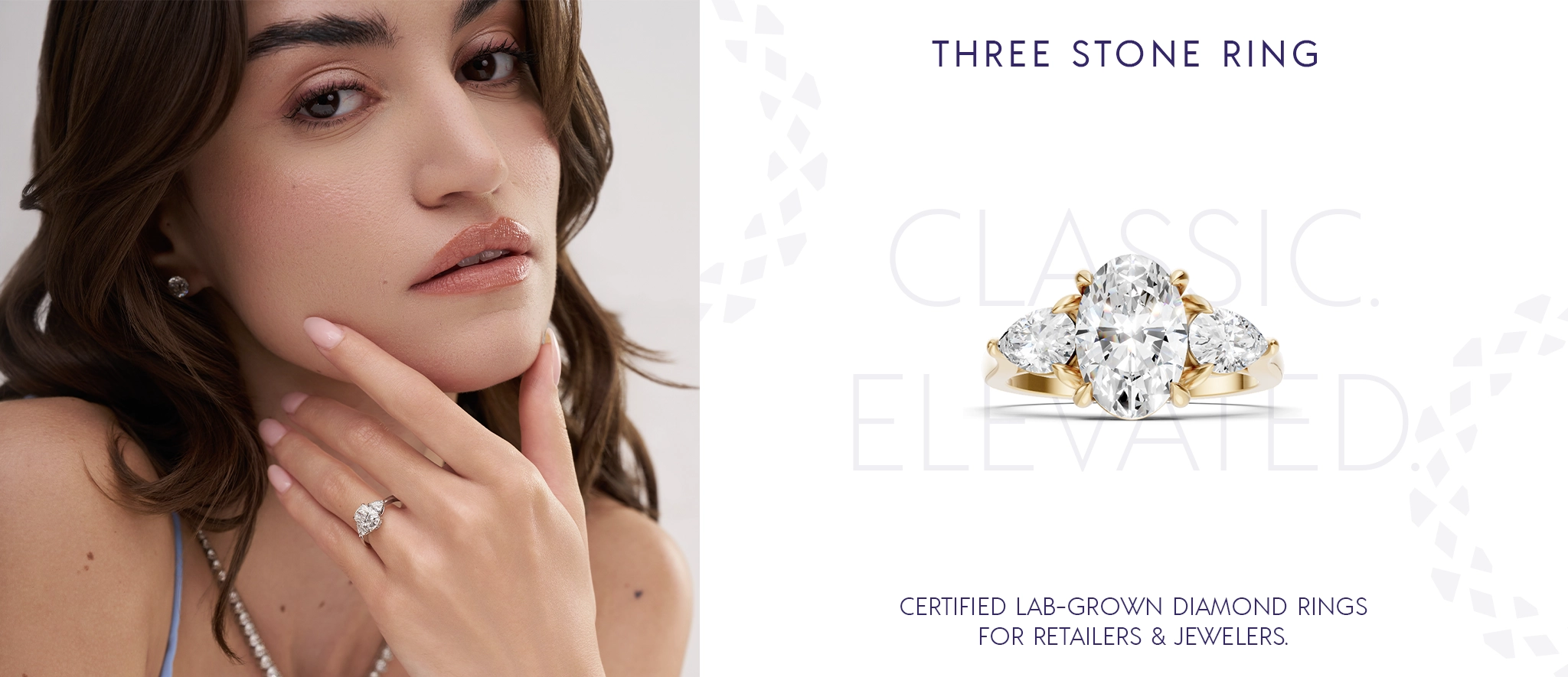 Three stone ring — certified lab-grown diamond rings for retailers